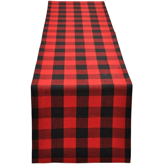 Yourtablecloth Buffalo Plaid Checkered Table Runner Trendy & Modern Plaid Design 100% Cotton Tablerunner Elegant Dcor for Indoor&Outdoor Events 14 x 108 Red and Black