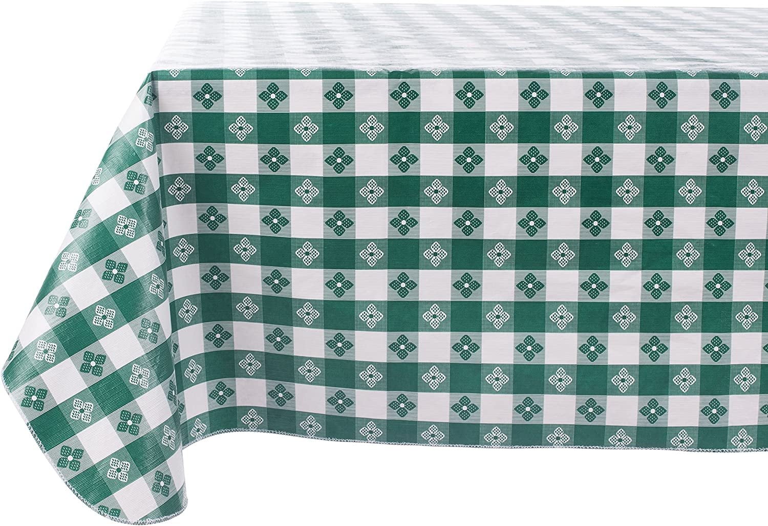 Yourtablecloth Checkered Vinyl Tablecloth with Flannel Backing for Restaurants, Picnics, Bistros