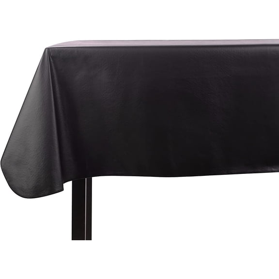 Yourtablecloth Heavy Duty Vinyl Rectangle or Square Tablecloth 6 Gauge Heavy Duty Tablecloth Flannel Backed Wipeable Tablecloth with Vivid Colors & Many Sizes 52 x 70 Black