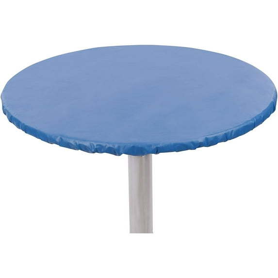 Yourtablecloth Heavy Duty Vinyl Round Fitted Tablecloth Table Cover with Flannel Backing Vibrant Colors Elasticized Tablecloth Great for Indoor and Outdoor Dining and Playing Cards 60 Royal Blue