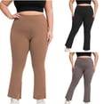 thumbnail image 1 of Yourumao Women Plus Size Yoga Leggings Active Wear High Elastic Waist Tummy Control Pants Solid Stretchy Pants Workout Pants, 1 of 5