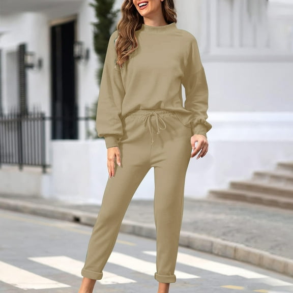 Yourumao 2 Piece Sweatsuits for Women Long Sleeve Sweatshirt Top and Jogger Pants Fall Activewear Lounge Sets Loose Fit Workout Sets Matching Tracksuit