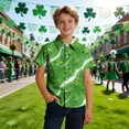 thumbnail image 1 of Yourumao Boys St. Patrick's Button Down Shirts Clover Printed Lapel Collar Short Sleeve Tshirts Theme Party Tops 2-15Y, 1 of 7