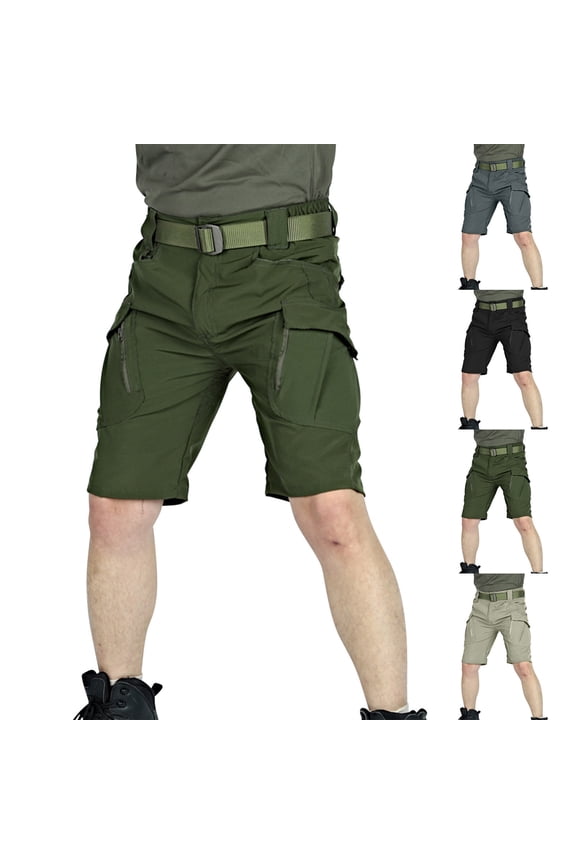 Cargo Shorts for Men Elastic Waist Bermuda Shorts Loose Fit Knee Length Pants Solid Summer Hiking Fishing Shorts with Pockets