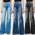 thumbnail image 1 of Yourumao Flare Jeans for Women Elastic Waisted Bell Bottom Jeans Distressed Bootcut Denim Pants Plus Size Jeans with Pocket, 1 of 5