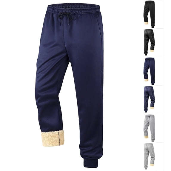 Yourumao Fleece Sweatpants for Men Drawstring Elastic Waist Joggers with Sherpa Lined Winter Warm Athletic Sweatpant with Pockets