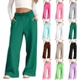 thumbnail image 1 of Yourumao Girls Fleece Sweatpants Elastic High Waist Wide Leg Sweatpants with Pockets Basic Solid Oversized Soft Casual Sweat Pants, 1 of 9