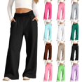 thumbnail image 1 of Yourumao Girls Fleece Sweatpants Elastic High Waist Wide Leg Sweatpants with Pockets Basic Solid Oversized Soft Casual Sweat Pants, 1 of 8