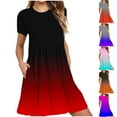 thumbnail image 1 of Yourumao Gradient Smock Dress for Women Short Sleeve Crewneck Mini Dresses A-line Swing Summer Casual Dress Lounge Outdoor Outfits with Pocket, 1 of 5