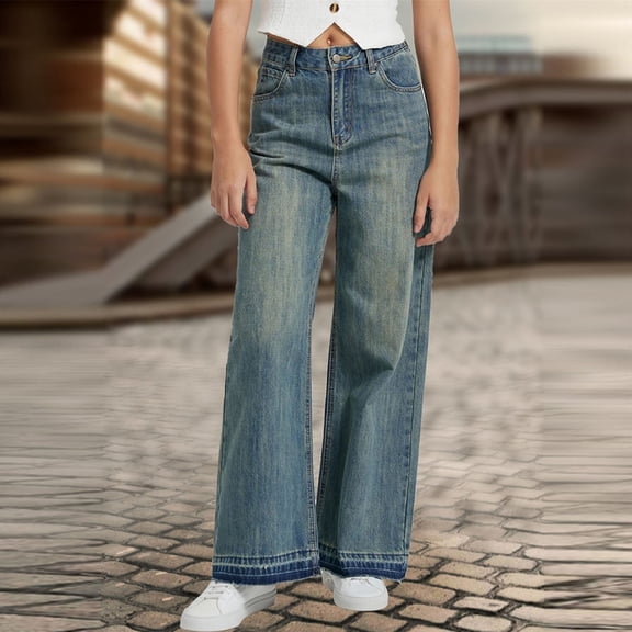 Yourumao High Waisted Jeans for Women Wash Straight Leg Jeans Vintage Wide Leg Denim Pants Summer Classic Jeans with Pocket