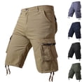thumbnail image 1 of Yourumao Mens Cargo Capris Straight Leg Capri Pants Button Elastic Waist Trousers Durable Loose Summer Pants for Hiking with Pockets, 1 of 5