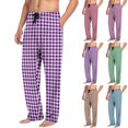 thumbnail image 1 of Yourumao Mens Gingham Plaid Pajama Pants Straight Leg Sleep Pant Drawstring Elastic Waist Comfy Lounge Pj Bottoms with Pockets, 1 of 6