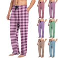 thumbnail image 1 of Yourumao Mens Gingham Plaid Pajama Pants Straight Leg Sleep Pant Drawstring Elastic Waist Comfy Lounge Pj Bottoms with Pockets, 1 of 6