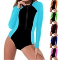 thumbnail image 1 of Yourumao Rash Guard for Women Long Sleeve One Piece Swimwear Mock Neck Half Zipper Athletic Swimsuits Summer Waterski Bathing Suits, 1 of 8