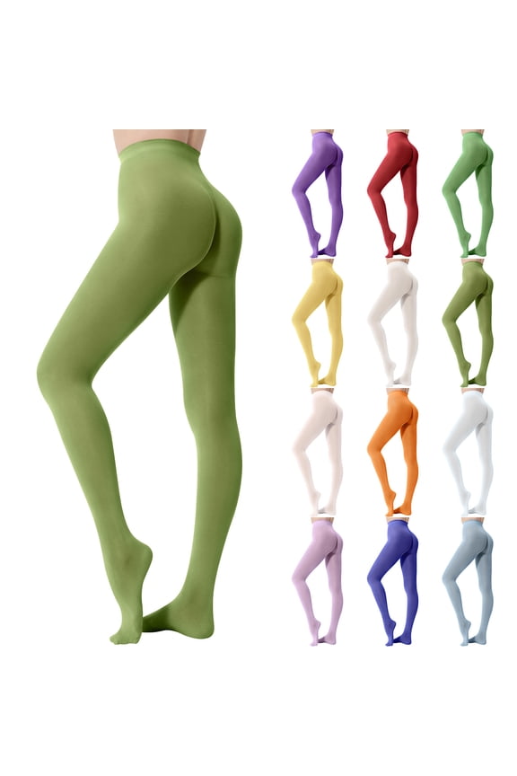 Yourumao Semi Opaque Tights for Women High Waisted Footed Pantyhose Stockings Solid Activewear Dance Hosiery Nylons