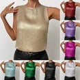 thumbnail image 1 of Yourumao Silk Tank Tops for Women Metallic Jewel Neck Tanks Dressy Casual Sleeveless Tunic Comfy Summer Shirts for Evening Party Club, 1 of 9