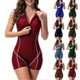 thumbnail image 1 of Yourumao Sleeveless Rash Guard for Women Boyleg One Piece Swimsuits Zipper Front High Neck Bathing Suits Diving Swimwear, 1 of 7