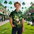 thumbnail image 1 of Yourumao St Patricks Button Down Shirts for Boy 2-15 Years Green Shamrock Short Sleeve Tees Lapel Collar Tshirts St. Patrick's Tops, 1 of 7