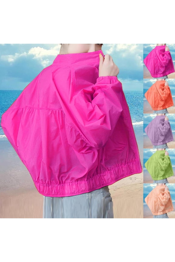 Sun Jackets for Women Long Sleeve Zip UP Sun Shirts Lightweight UV Protection Jacket Solid Plus Size Jackets for Beach Vacation