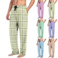 thumbnail image 1 of Yourumao Tartan Plaid Pajama Pants for Men Straight Leg Lounge Pant Drawstring Elastic Waist Soft Pj Bottoms with Pockets, 1 of 6