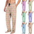 thumbnail image 1 of Yourumao Tartan Plaid Pajama Pants for Men Straight Leg Lounge Pant Drawstring Elastic Waist Soft Pj Bottoms with Pockets, 1 of 6