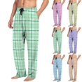 thumbnail image 1 of Yourumao Tartan Plaid Pajama Pants for Men Straight Leg Lounge Pant Drawstring Elastic Waist Soft Pj Bottoms with Pockets, 1 of 6