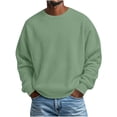 thumbnail image 1 of Yourumao Waffle Knit Tops for Men Solid Casual Round Neck Long Sleeve Pullover Loose Comfy Blouses Basic Going Out Tshirts, 1 of 6