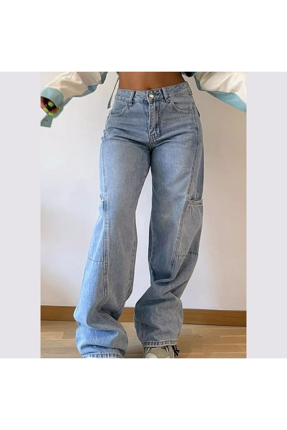 Wash Flare Jeans for Women High Elastic Waisted Bell Bottom Jeans Cargo Bootcut Denim Pants Summer Trendy Jeans