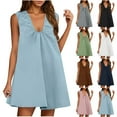 thumbnail image 1 of Yourumao Women Summer Mini Dresses Sleeveless Scoop Neck Tank Dress Pleated Loose Flowy Short Dresses Solid Babydoll Sundress for Cocktail Party, 1 of 9