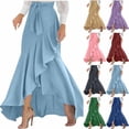 thumbnail image 1 of Yourumao Women Wrap Skirts for Women Drawstring Elastic Waist Ruffle Hem Skirt Solid Flowy A-line High-Low Skirts for Evening Prom, 1 of 6