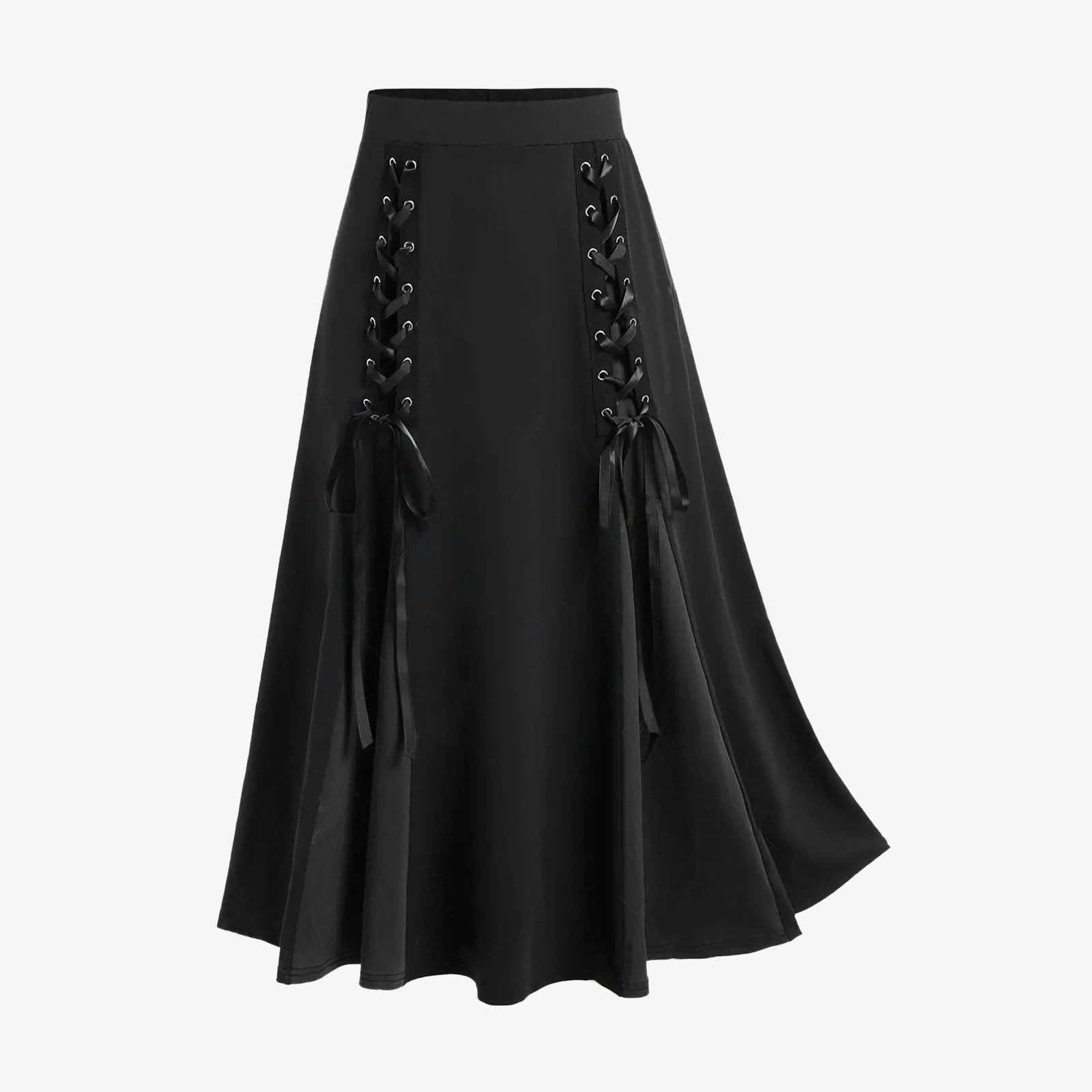 Yourumao Women's High Waisted Skirt Medieval Gothic Vintage Lace Up Dress  Steampunk Medieval Renaissance Victorian A-Line Pirate Skirts 