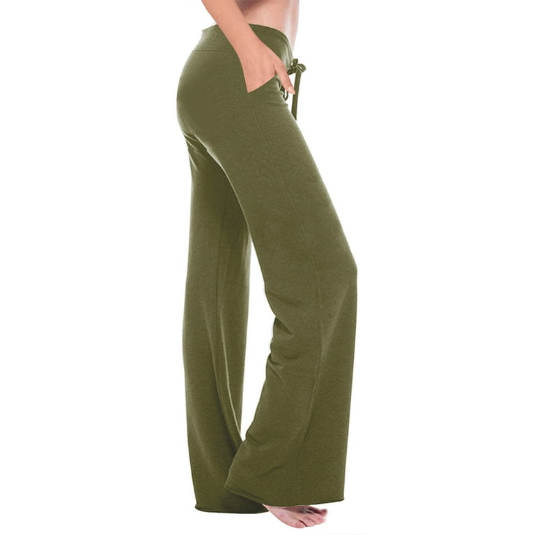 Yourumao Women s Pants Leggings with Pockets Autumn Women Workout Out Leggings Stretch Waist Button Pocket Yoga Gym Loose Pants