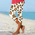 thumbnail image 1 of Yourumao Womens Capri Leggings Elastic Waist Leopard Capris Stretchy Comfy Scalloped Hem Pants Summer Trendy Pants for Beach Vacation, 1 of 5