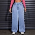 thumbnail image 1 of Yourumao Womens Wide Leg Jeans Wash High Elastic Waisted Jeans Baggy Bow Knot Denim Pants Y2K Jeans Streetwear Jean Trousers, 1 of 7
