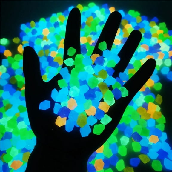 Yous Auto 100pcs Glow in The Dark Garden Pebbles Stones for Yard and Walkways Decor, DIY Decorative Luminous Stones