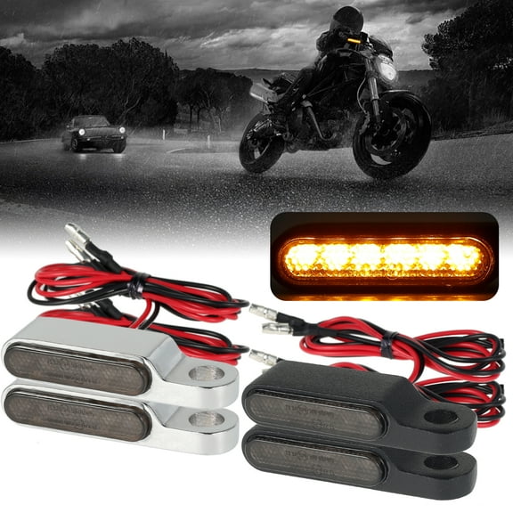 Yous Auto 2pcs Handlebar LED Turn Signals Motorcycle LED Running Light Mini Blinkers Waterproof Front Sequential Indicators Fits Most Motorcycles with 8mm Rearview Mirror Bolts
