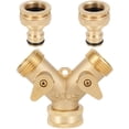 thumbnail image 1 of Garden Hose Splitter,2 Way Brass Hose Y Splitter Hose Adapter With 2 Valves 3/4in Hose Faucet Splitter For Outdoor Indoor, 1 of 10