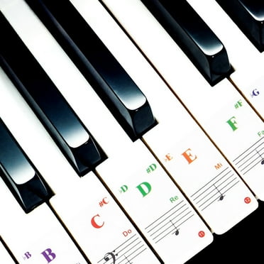 Yous Auto Piano Stickers for Keys Removable for Kids, Piano Keyboard Stickers 88/61/54/49/37/32 Key for Beginners with Bigger Letters, Transparent Note Stickers for Piano Keys