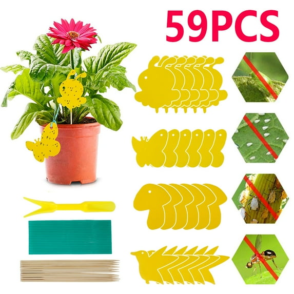Yous Auto Yellow Sticky Fly Trap Dual-Sided Sticky Trap Plastic Bug Insect Gnat Traps Sticky Board for Mosquitos Fungus Gnats, Flying Aphid, Whiteflies, Leaf Miners