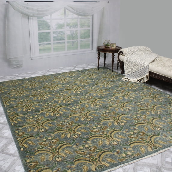 Yousafi Asbat Grey/Green Rug, 8'2" x 10'0"