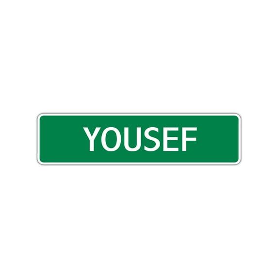 Yousef Boys Children Name Letter Printed Plaque Decoration Novelty Label Indoor Outdoor Unique Wall Unique Aluminum Metal Sign4"x13.5"