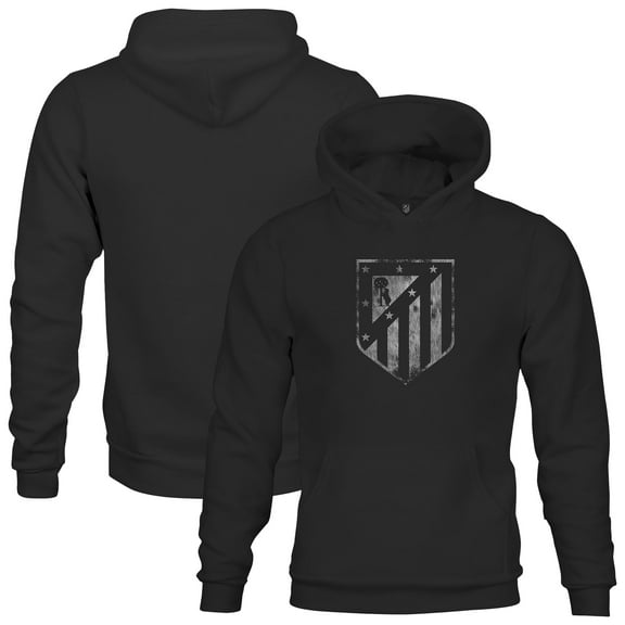 Youth-1863FC Black Atletico de Madrid Mono Badge Fleece Pullover Hoodie