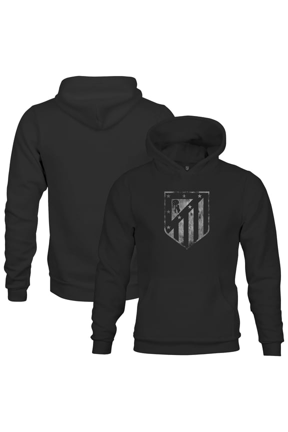 Youth-1863FC Black Atletico de Madrid Mono Badge Fleece Pullover Hoodie