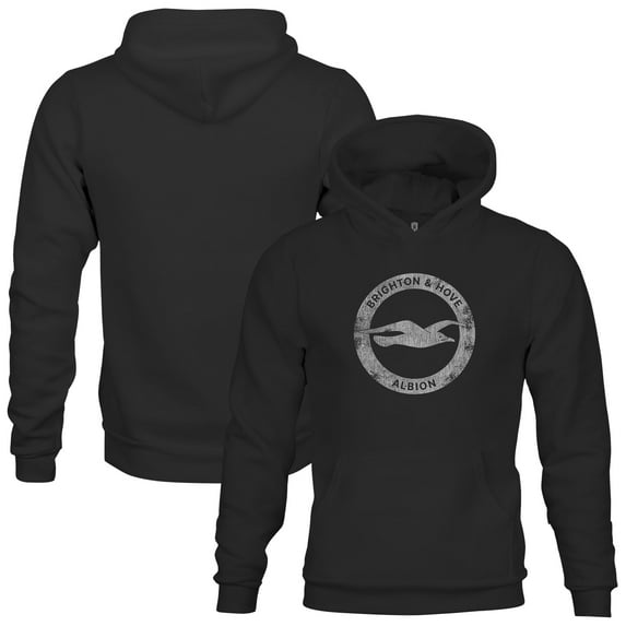 Youth 1863FC Black Brighton and Hove Albion Mono Badge Fleece Pullover Hoodie