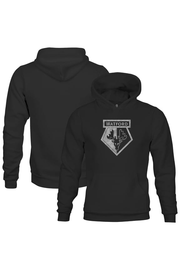 Youth-1863FC Black Watford Mono Badge Fleece Pullover Hoodie