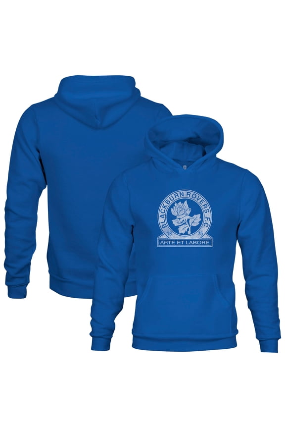 Youth 1863FC Blue Blackburn Rovers Mono Badge Fleece Pullover Hoodie