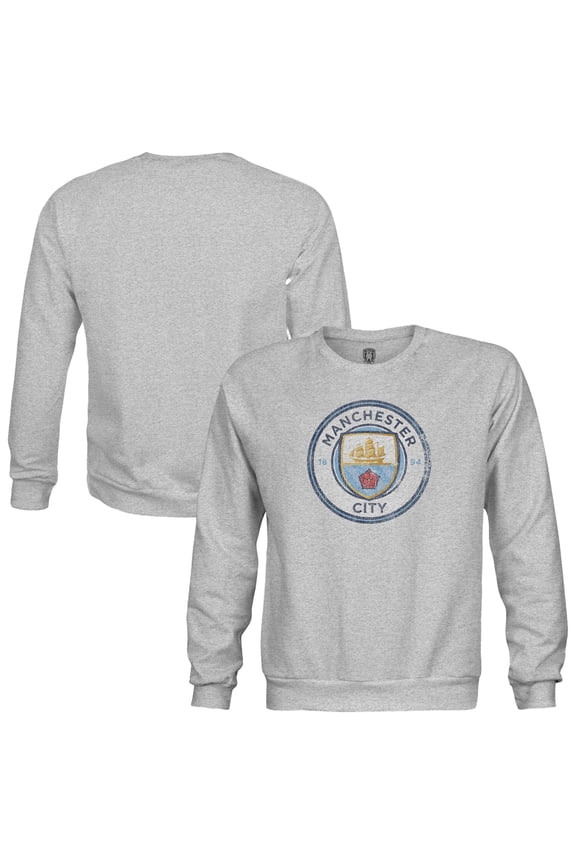 Youth-1863FC Heather Gray Manchester City Pullover Crewneck Sweatshirt