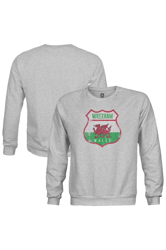 Youth 1863FC Heather Gray Wrexham Shield Pullover Sweatshirt