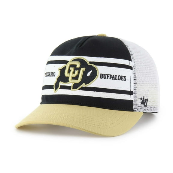 Youth '47 Black/Gold Colorado Buffaloes Super Stripe Hitch Adjustable Trucker Hat
