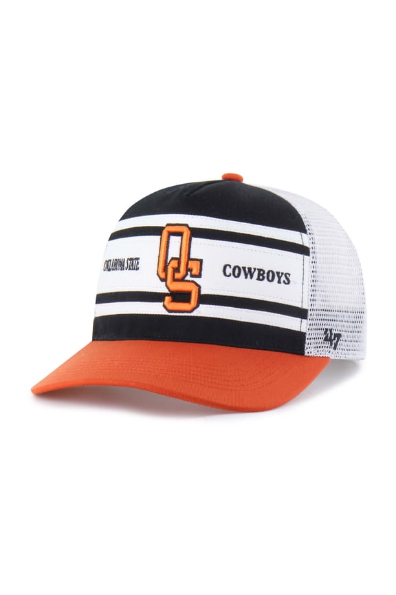 Youth '47 Black/Orange Oklahoma State Cowboys Super Stripe Hitch Adjustable Trucker Hat